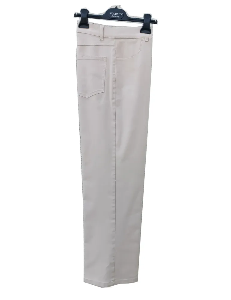 Pantaloni palazzo denim jeans beige - Moda curvy giovane