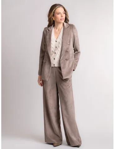 Beige Fine-Wale Corduroy flared palazzo Trousers 2