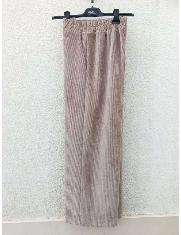 Pantaloni a zampa e giacca velluto millerighe beige Volpato fino tg 54