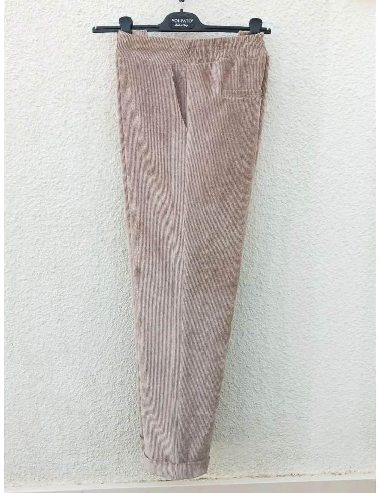Pantaloni velluto millerighe beige col risvolto fino alla 54 Volpato