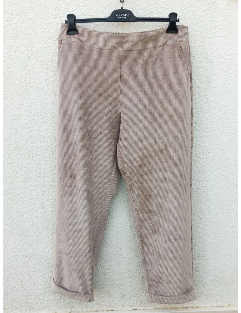 Pantaloni velluto millerighe beige col risvolto fino alla 54 Volpato