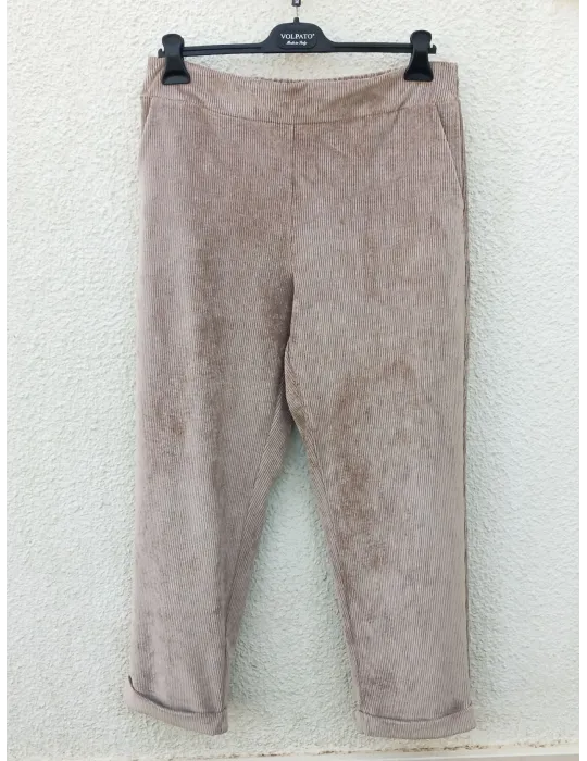 Pantaloni velluto millerighe beige col risvolto fino alla 54 Volpato