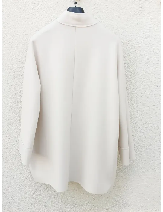 Giacca spolverino a kimono in scuba bianco avorio Volpato
