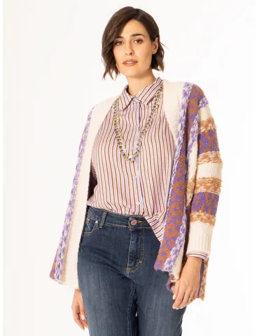 Long chuncky knit wool Cardigan Jacket | More plus size Italian fashion