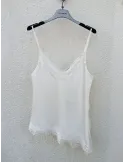White Satin Camisole tank top with Lace Trim