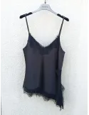Black Satin Camisole tank top with Lace Trim - More by Siste's