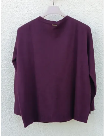 Burgundy viscose knit Jumper with Embellished Rhinestones 2