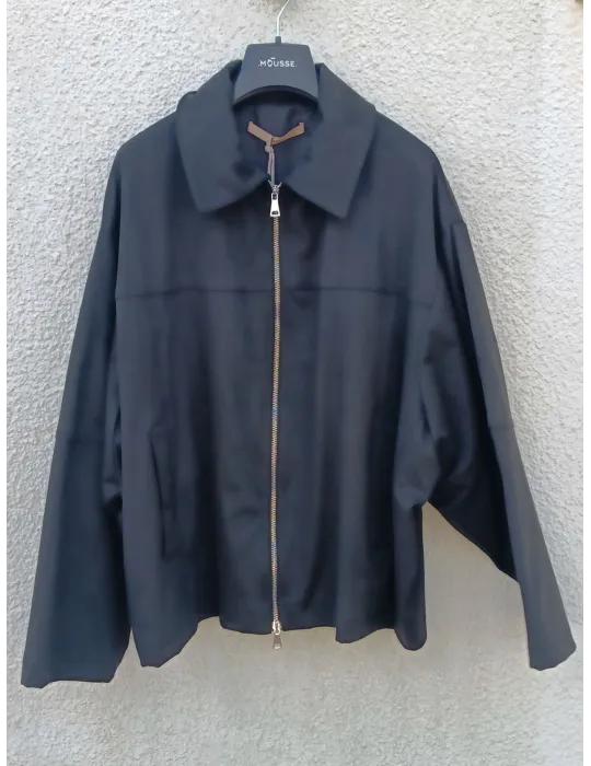 Oversized black Suede-Effect Bomber Jacket by Mousse