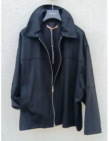 Oversized black Suede-Effect Bomber Jacket by Mousse 2