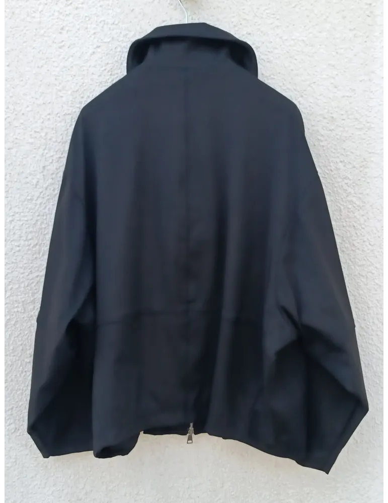 Oversized black Suede-Effect Bomber Jacket by Mousse, Italian fashion