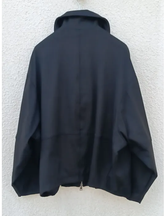 Oversized black Suede-Effect Bomber Jacket by Mousse, Italian fashion