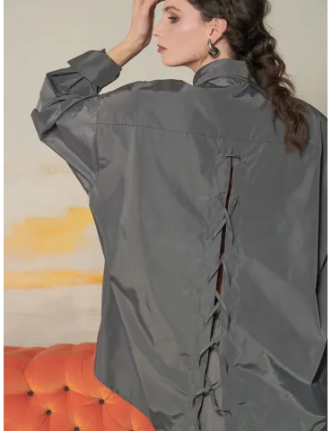 Grey Oversized Waterproof Technical Shirt Jacket by Mousse
