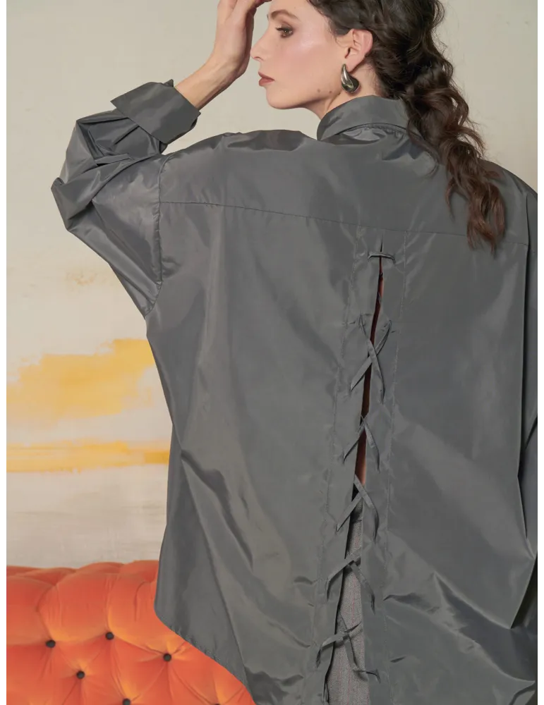 Grey Oversized Waterproof Technical Shirt Jacket by Mousse