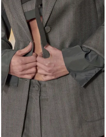 Giacca grigia a spiga con cintura | Mousse Numero Primo semi-conformato 2