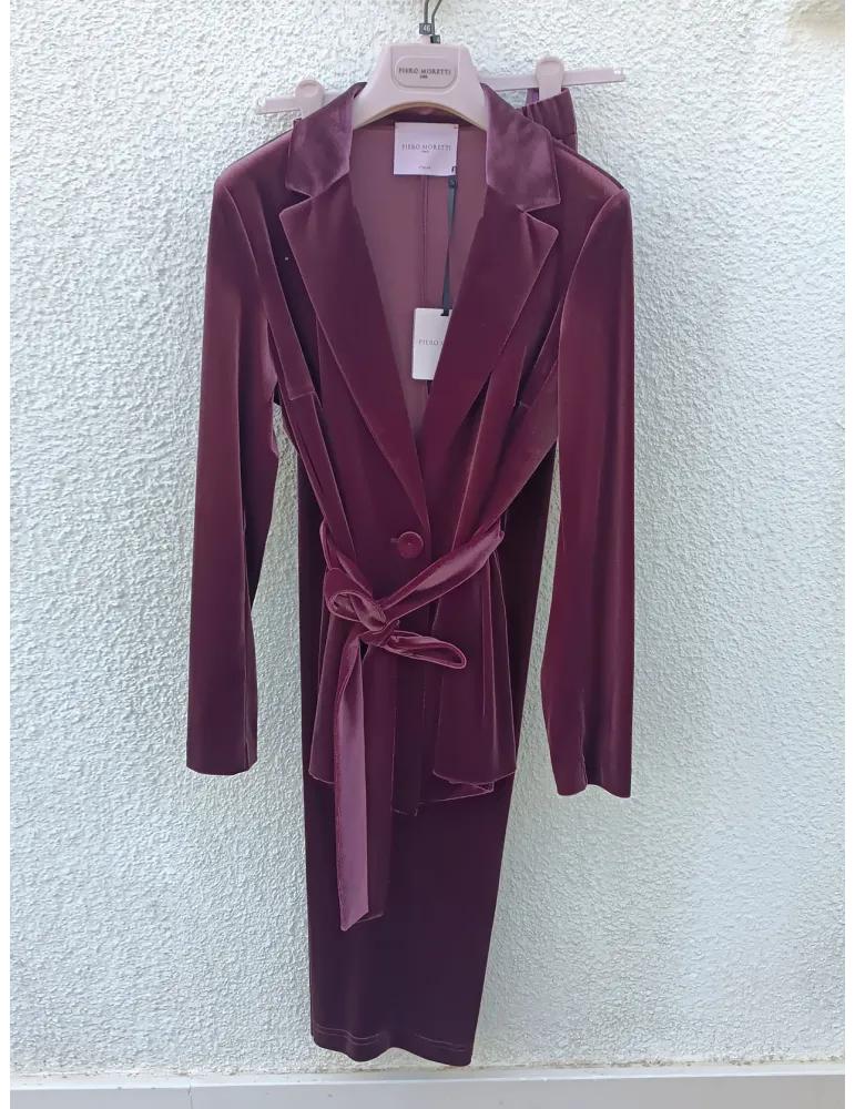 Piero Moretti dusty rose velvet pant Suit for Ceremonies – Up to Size 60