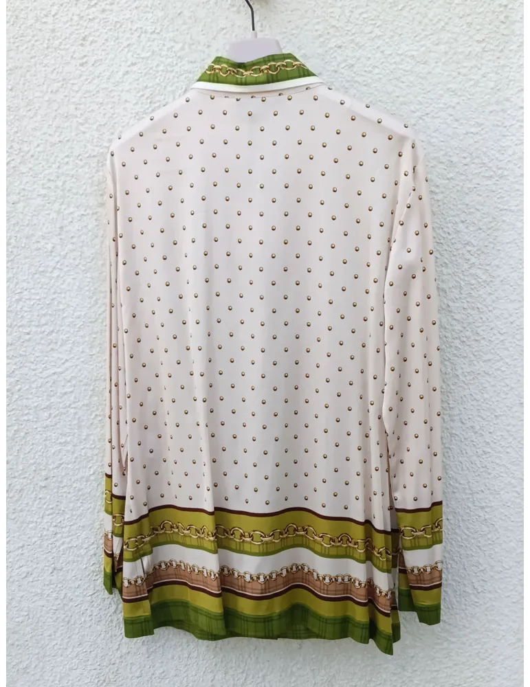 Piero Moretti Viscose Satin Shirt Equestrian placed print