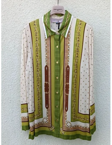 Piero Moretti Viscose Satin Shirt Equestrian placed print 2