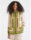 Piero Moretti Viscose Satin Shirt Equestrian placed print