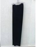 Pantaloni palazzo in lana nera con intarsio zip Piero Moretti