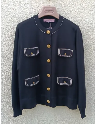 Giacca lana nera intarsi chanel bianco e oro Piero Moretti fino alla 54 2
