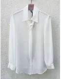 White Chiffon Blouse Shirt with Scarf – Piero Moretti