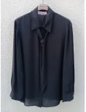 Black Chiffon Blouse with Scarf – Piero Moretti