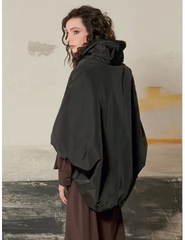 Black Reversible Cape Jacket with Fur by Mousse 2