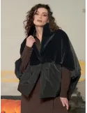 Black Reversible Cape Jacket with Fur by Mousse