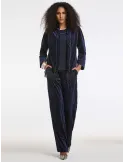 Three-Piece Devoré Velvet Suit with Piping and Fringes