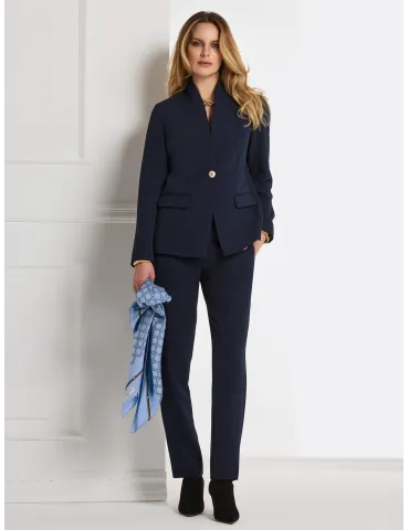 Piero Moretti Blue Cady Jacket and Trousers Suit