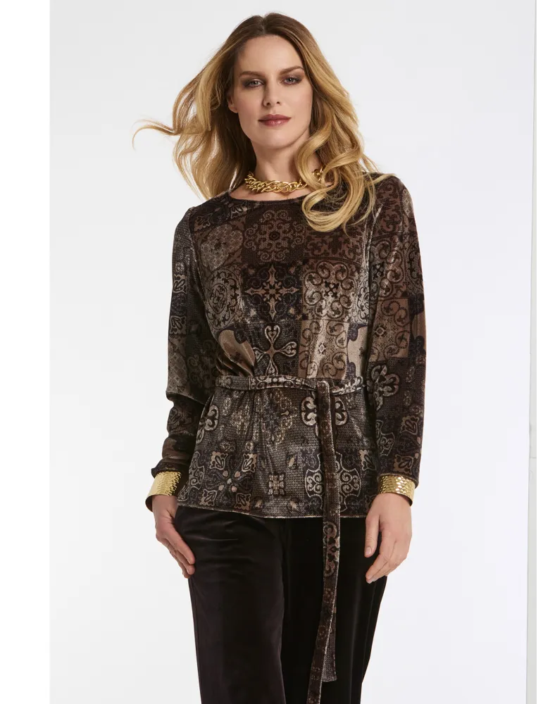 Piero Moretti | Blusa lunga in velluto fantasia maioliche