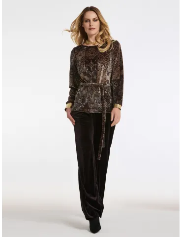 Pantaloni palazzo in lana nera con intarsio zip Piero Moretti 2