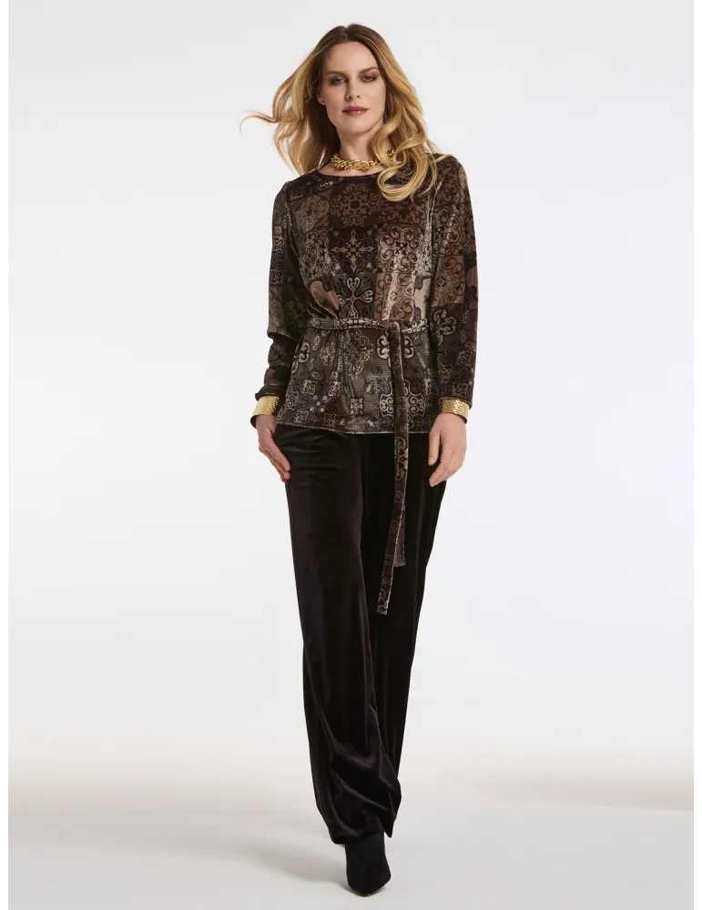 Piero Moretti Dark Brown Velvet Palazzo Trousers