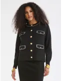 Piero Moretti black wool Chanel-Style jacket with intarsia