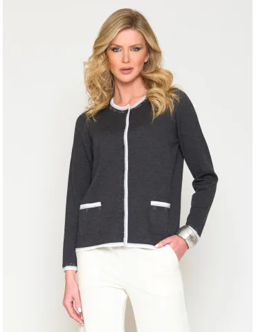 Francesca Mercuriali Italian knitwear | Grey wool two pieces twinset