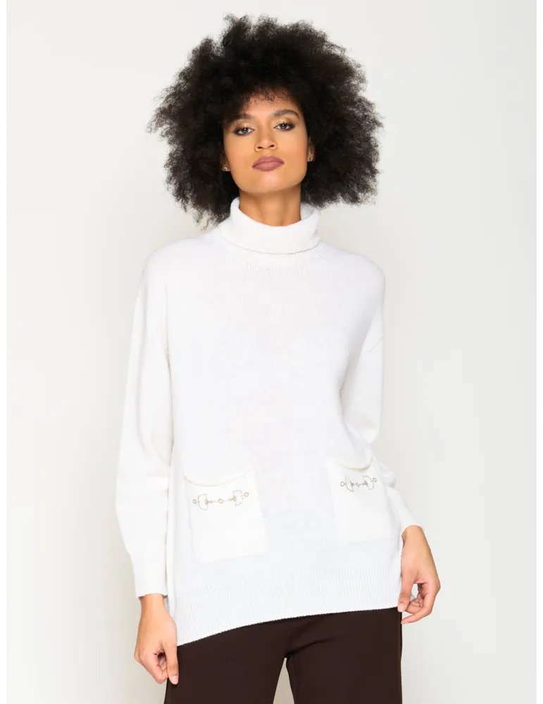 Francesca Mercuriali Italy | Brown cashmere wool turtleneck sweater