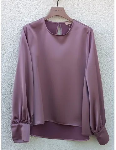 Dusty Rose Heavy Satin Blouse by Maesta Milano 2