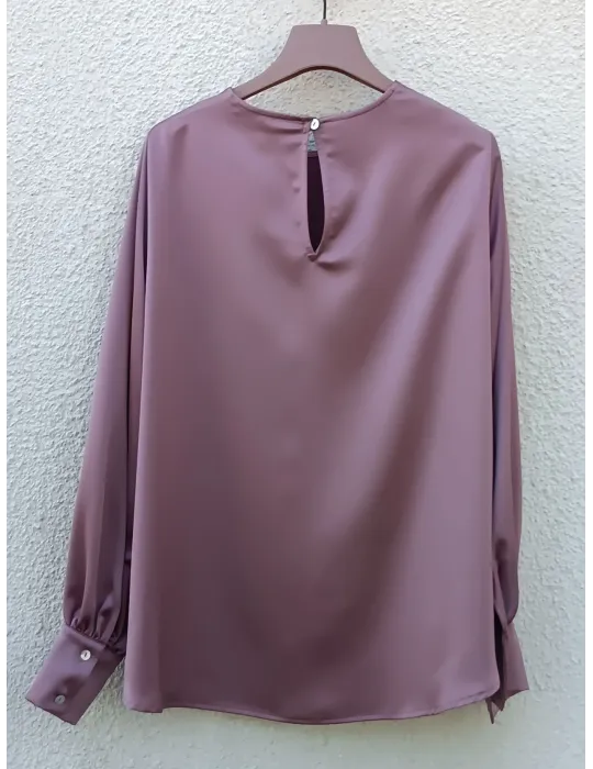 Camicia blusa rosantico in raso pesante fino alla 52 | Maesta Milano