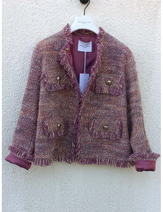Lilac Pink Tweed Jacket with Gold Lurex