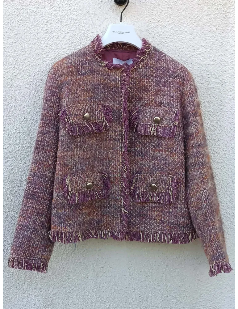 Lilac Pink Tweed Jacket with Gold Lurex