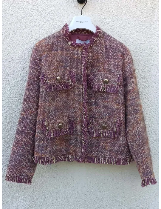 Blanca Luz by Maesta Milano | Giacca chanel in tweed lilla e oro lurex