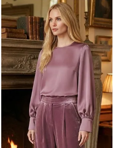 Dusty Rose Heavy Satin Blouse by Maesta Milano Plussize fit