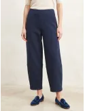 Blue Textured Jacquard Jersey Carrot Trousers