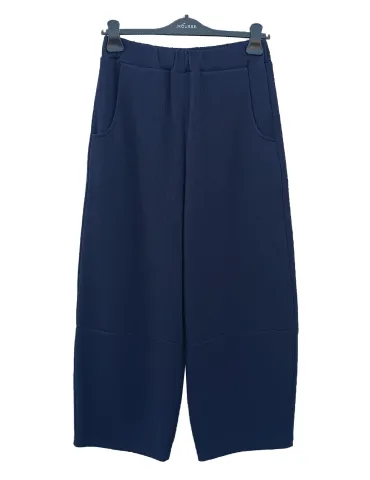 Pantaloni blu in jersey jacquard linea carota | Mousse semi-conformato 2