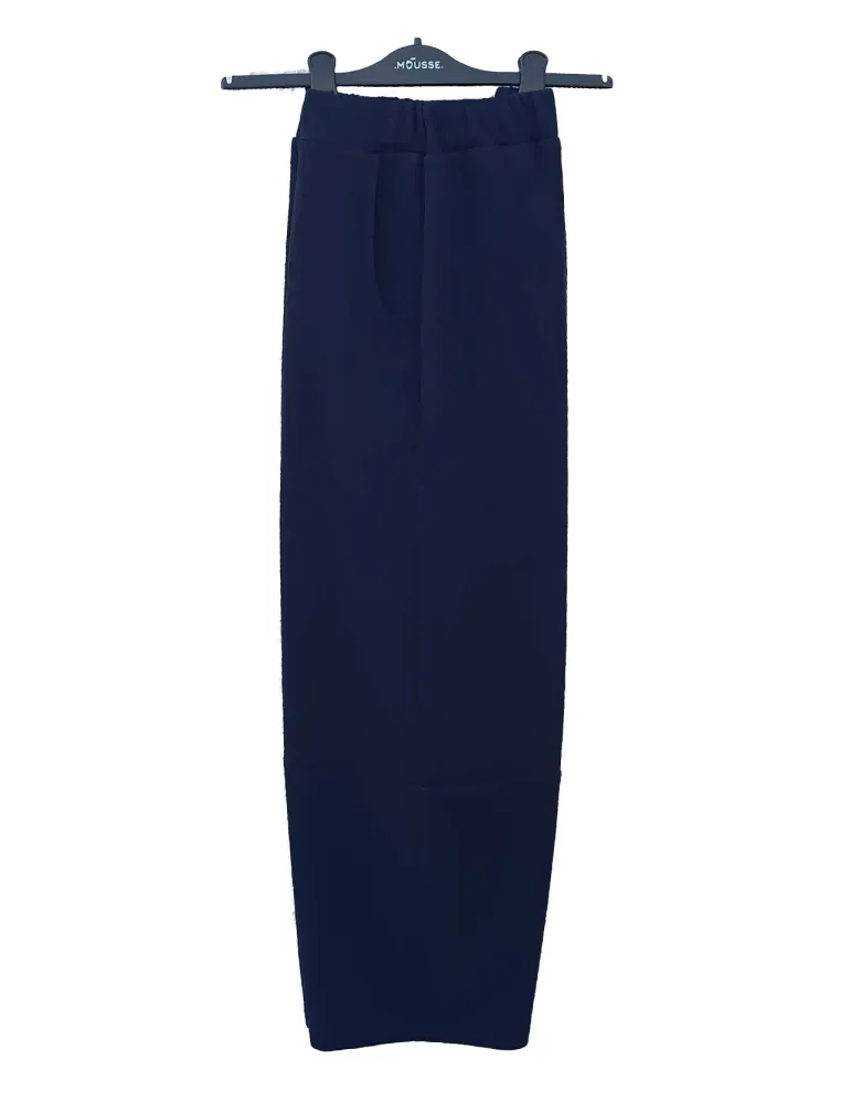 Pantaloni blu in jersey jacquard linea carota | Mousse semi-conformato