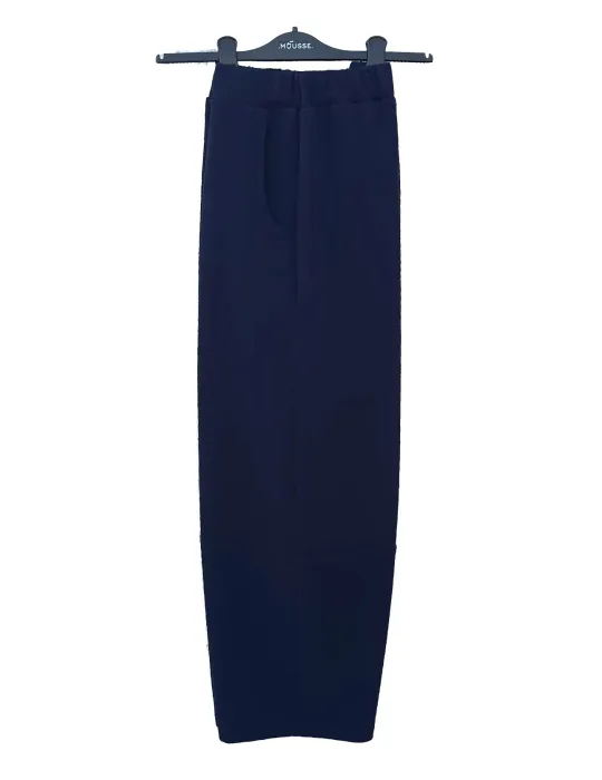Pantaloni blu in jersey jacquard linea carota | Mousse semi-conformato