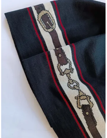 Pantaloni palazzo in lana nera con intarsio rosso Piero Moretti 2