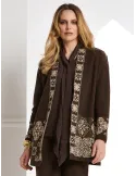 Twinset marrone con intarsi jacquard in oro Piero Moretti fino alla 58