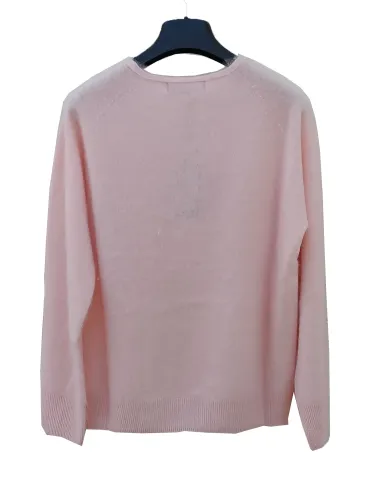 Riva Tricot A/I 2026-27 | Maglione a V rosa in lana e cashmere fino 3XL 2