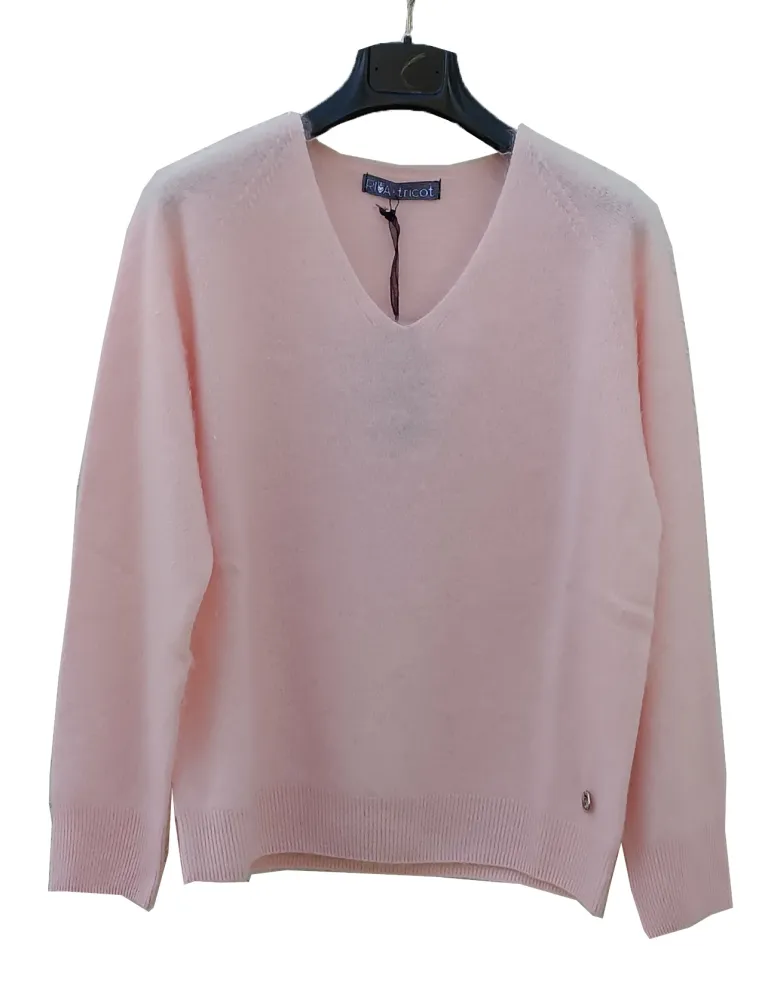 Riva Tricot A/I 2026-27 | Maglione a V rosa in lana e cashmere fino 3XL